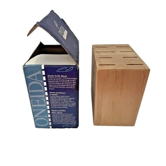 ONEIDA Immaculate Cutlery 8 Slot Steak 4.5"‎ Knife Block Fine Hardwood U41203 - Picture 5 of 5